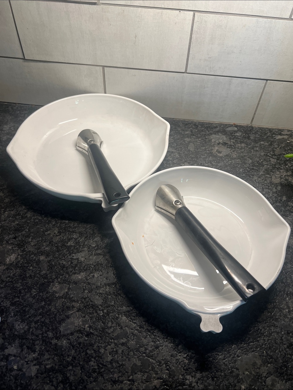 10 and 8.5” Corningware Cornflower Blue Stovetop Skillets with Black Handles
